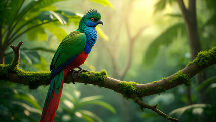Obraz premium Resplendent Quetzal in Rainforest