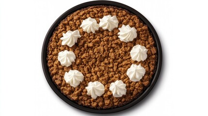 Delicious dessert pie with whipped cream and crunchy topping