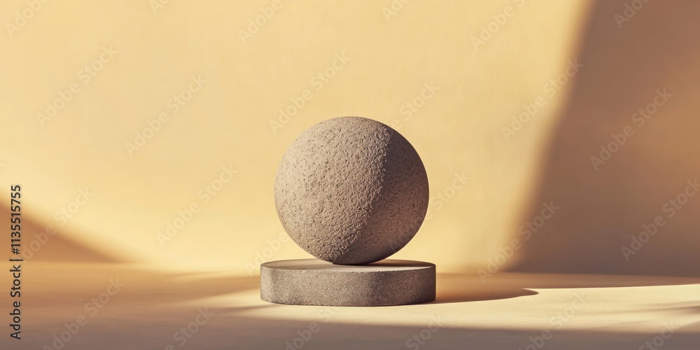 Poster Textured sphere on platform with shadows.