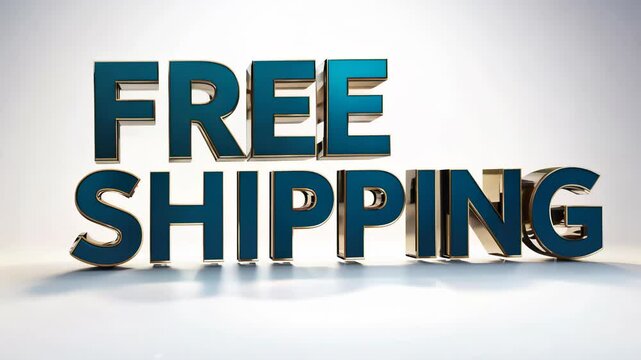 3d text appearing with free shipping message