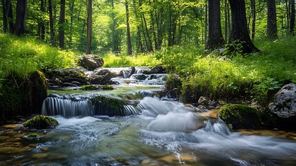 Obraz premium Forest stream, nature, tranquility