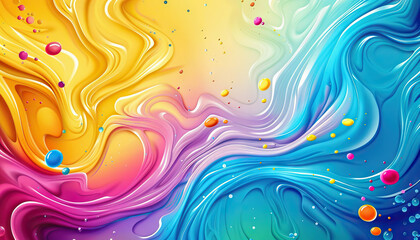 Abstract Swirling Color Composition with Glossy Spheres