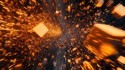 Abstract Hyper Space Tunnel of Cubes: A Digital Art Exploration