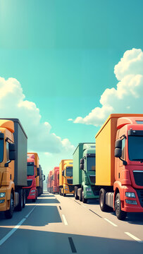 Playful Delivery Trucks at Loading Dock