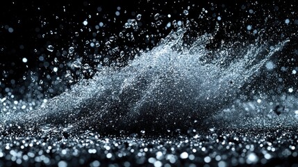 Water splashes against dark background.