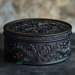 Personalized Matte Black Tin with Embossed Frame for Customization, Ideal for Gifts and Keepsakes, Elegant and Versatile Design