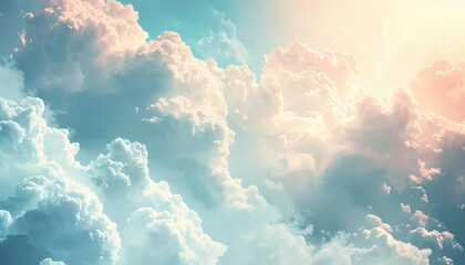 Naklejka premium Cumulus Cloudscape with Sunlight Illumination