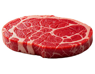 Raw beef steak with marbling isolated on white background. Suitable for marketing or business purposes. PNG file