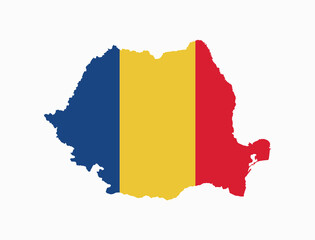 Romania Map vector icon. Map of Romania in Flag colors.