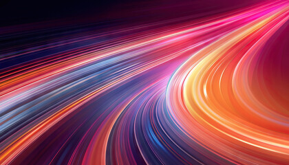 Abstract Curvilinear Light Streaks in Varied Hues