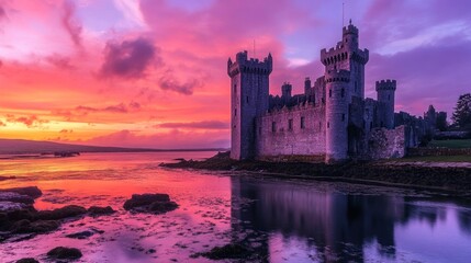 Fototapeta premium Ross Castle at Sunset: A Fairytale Irish Landscape