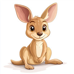cute baby kangaroo in playful pose, illustrated in cartoon style