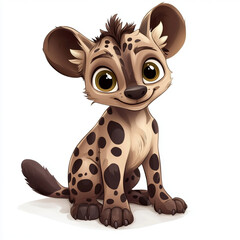 playful baby hyena character with big eyes and spots