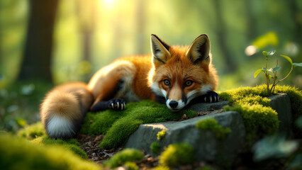 Curious Fox in a Lush Forest