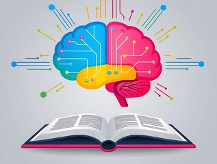 brain, technology, digital, learning, knowledge, open book, colorful, circuit, artificial intelligence, innovation, creativity, education, inspiration, abstract, imagination, success, futuristic, inf