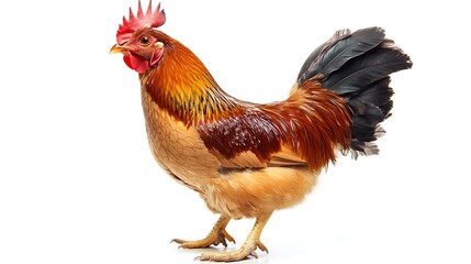 Fototapeta premium A Stunning Rooster in Profile: A Vibrant Red and Gold Cock