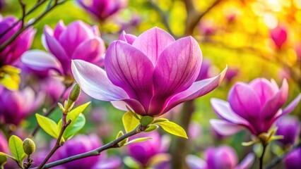 Close-Up of Vibrant Purple Magnolia Flower in Blooming Spring Garden, magnolia, flower, purple, vibrant, close-up, spring, garden