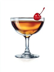 A classic cocktail served in a coupe glass with a cherry garnish.