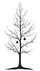 Obraz premium Simple Christmas Tree Silhouette with Minimal Ornaments, Minimalist Christmas Tree DecorChristmas day, New Year's Eve, Happy New Year