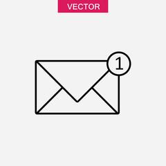 Email icon, vector one missed message linear illustration for web and app..eps
