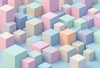 Obraz premium Abstract isometric cubes in pastel tones, modern and minimal