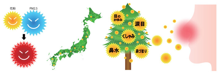 花粉　杉　日本　ウイルス　アイコン