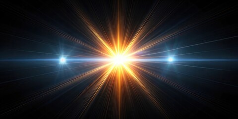 Obraz premium Abstract vertical lens flare light shining brightly over a black background, flare, abstract, vertical, light, shine, bright
