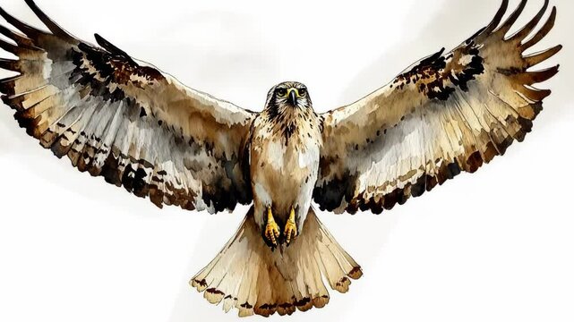 Majestic hawk soaring through the sky with its wings fully spread in a beautiful display of nature's artistry