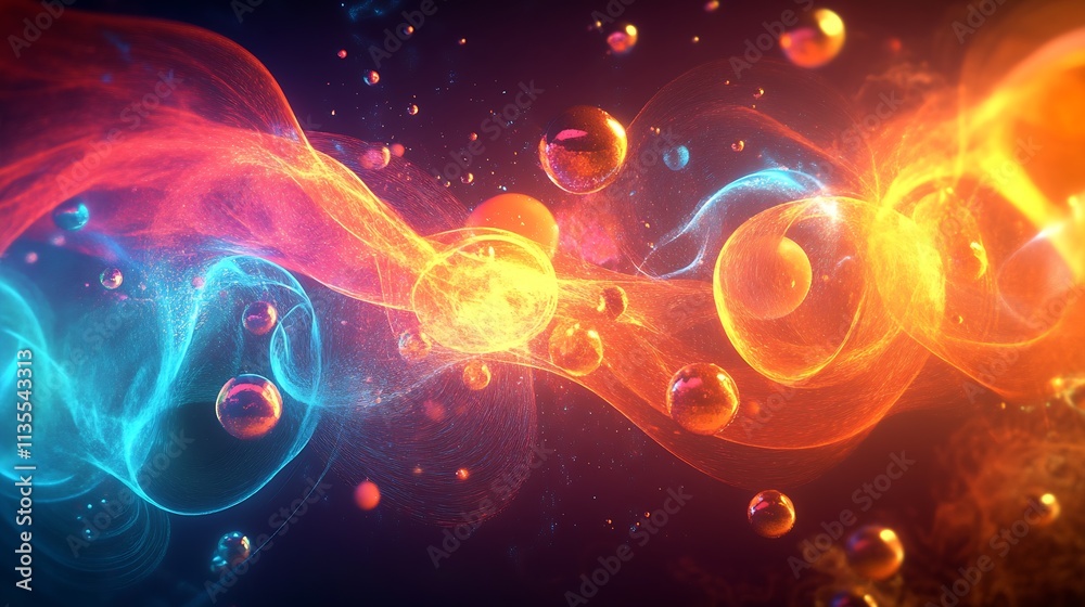 Fototapete Expressive Burst of Colorful Artistic Particles in Dynamic Abstract Swirls : Generative AI