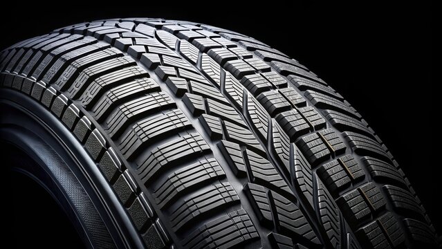 Close-up of intricate tire tread pattern on a black tire, tire, tread, close-up, rubber, texture, pattern, design, automotive