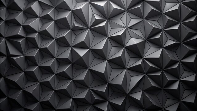 Black abstract background with parametric low poly triangle design