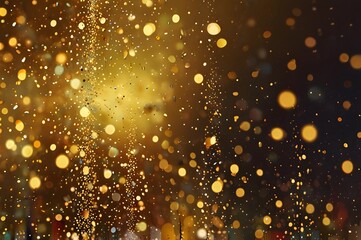 Fototapeta premium background illustration of small particles that sparkle with bokeh or blur effect, small pixels that fly irregularly make it amazing to look at. the overall color is shiny yellow to golden.