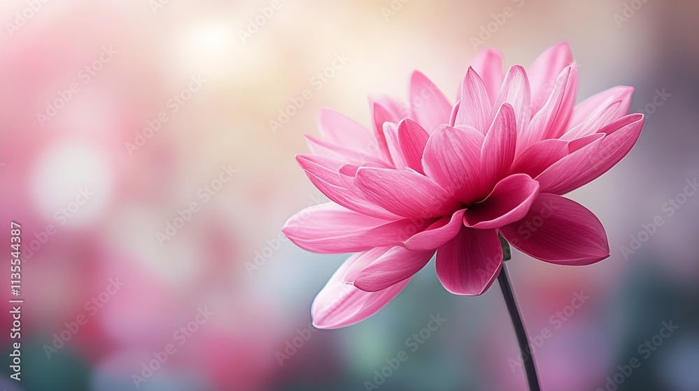 Poster serene pink lotus bloom with soft glowing background of gentle pastel colors : generative ai