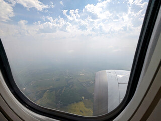 Naklejka premium View of the Canadian landscape from an airplane window