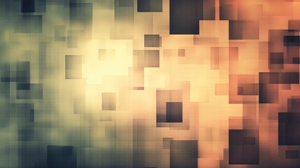 Abstract Geometric Squares Background:  A Digital Art Piece Featuring Overlapping Translucent Squares in Warm and Cool Tones.