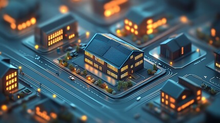 Realistic Miniature Urban Architecture Depicting Warm Community Life in a Cozy Setting : Generative AI