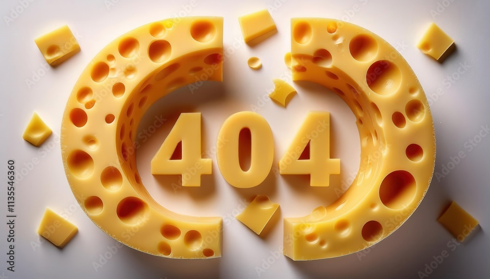 Poster cheesy 404 error visual representation for web design