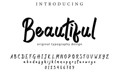 Beautiful Font Stylish brush painted an uppercase vector letters, alphabet, typeface
