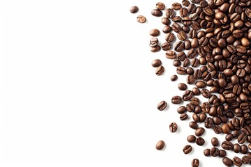 Patterned Layout of Coffee Beans Isolated on White Background Perfect for Culinary and Beverage Themes in Digital and Print Media