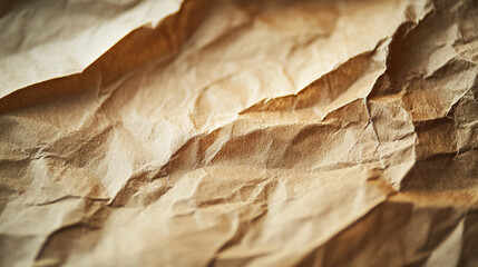 Crumpled brown paper with visible texture and depth in soft light
