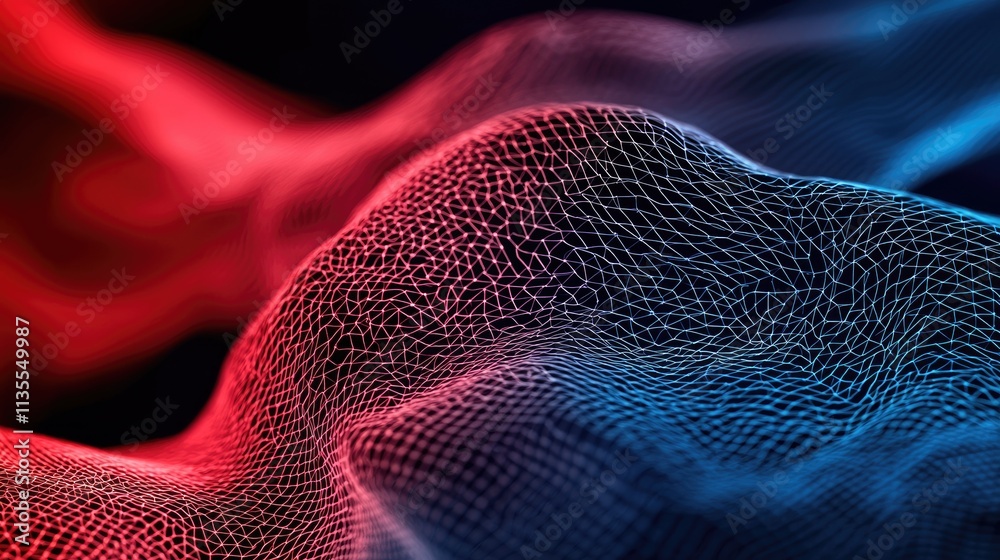 Poster dynamic digital wave patterns abstract design 3d visualization dark background close-up conceptual a