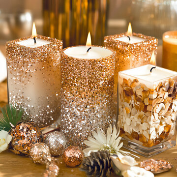  a diy new year glitter candle project showcasing beautifully crafted cand