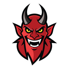 A fiery, fierce devil mascot logo with a sporty edge, featuring sharp horns, intense eyes, and a dynamic pose, embodying strength, speed, and competition.