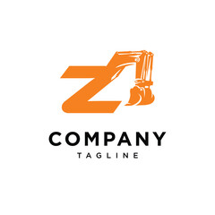 Letter Z Hydraulic Mining Excavator Logo Icon Vector