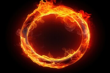 Fototapeta premium A stylized ring of fire with a mix of vivid red, orange, and yellow flames, creating a bold and captivating visual effect