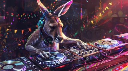 The kangaroo DJ at a party