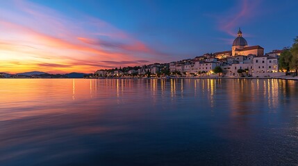 Fototapeta premium Spectacular Sunset over the Croatian Coastal Town of Sibenik