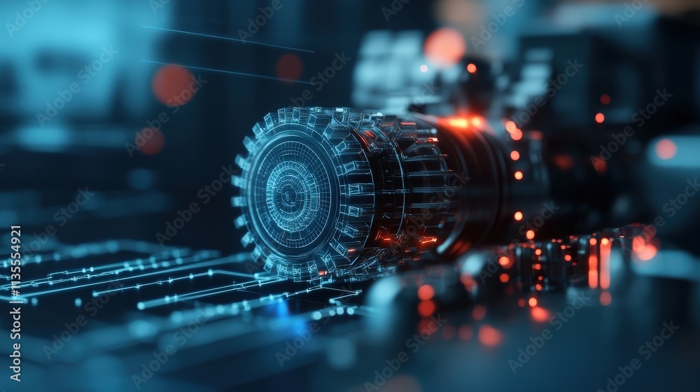 Poster futuristic digital lens with high-tech circuit design showcasing advanced technology and innovation 