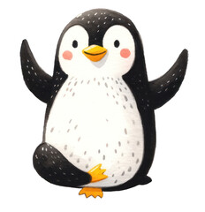 Obraz premium Baby Penguin Yoga Watercolor