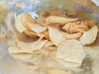 potato chips inside a foil bag